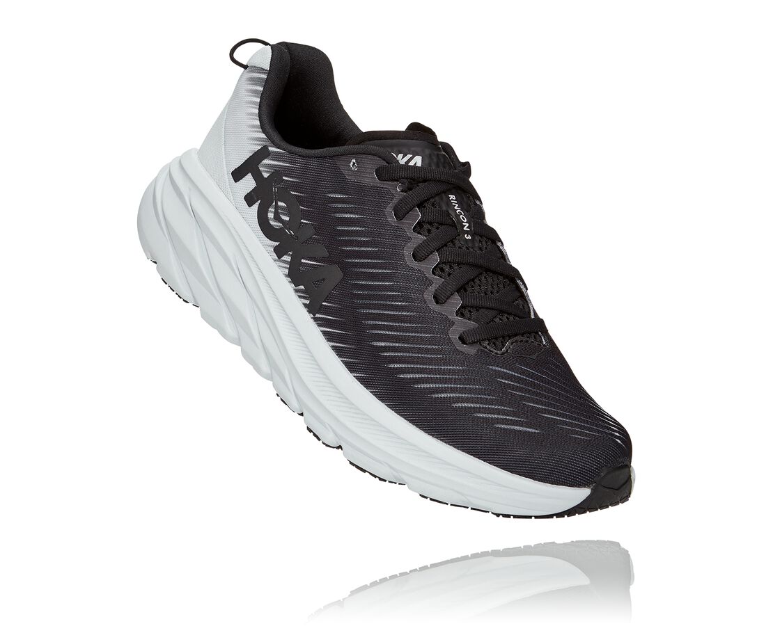 Hoka One One Rincon 3 - Sapatos Largos Mulher - Pretas/Branco, WE26847